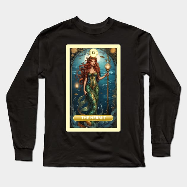 The Hermit Tarot Card from The Mermaid Deck. Long Sleeve T-Shirt by MGRCLimon